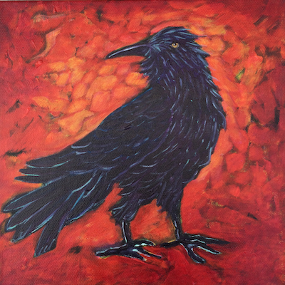 Raven painting by Maureen White, Urban Pastures Art