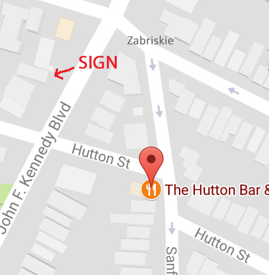 map showing the relationship of the sign to the Hutton