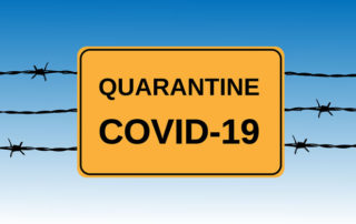cartoon of a sign that says Quarantine COVID-19